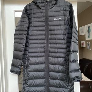 Women’s long Columbia jacket.